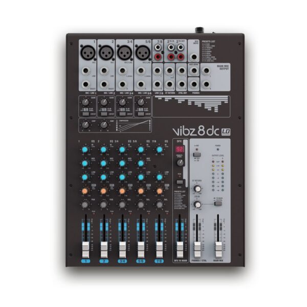 VIBZ 8 DC Mesa de mezclas de 8 canales Fx Comp