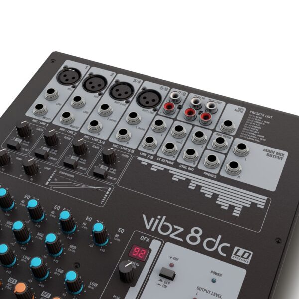 VIBZ 8 DC Mesa de mezclas de 8 canales Fx Comp - Image 4